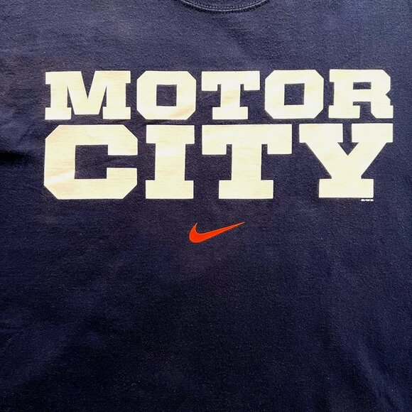 Nike Motor City Detroit Tigers Sleeveless T-Shirt Large Blue Athletic Muscle Tee - Picture 4 of 9